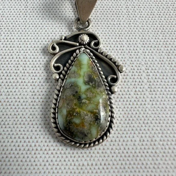 Native American Style Sterling Silver and Palomino Turquoise Pendant - Picture 2 of 11